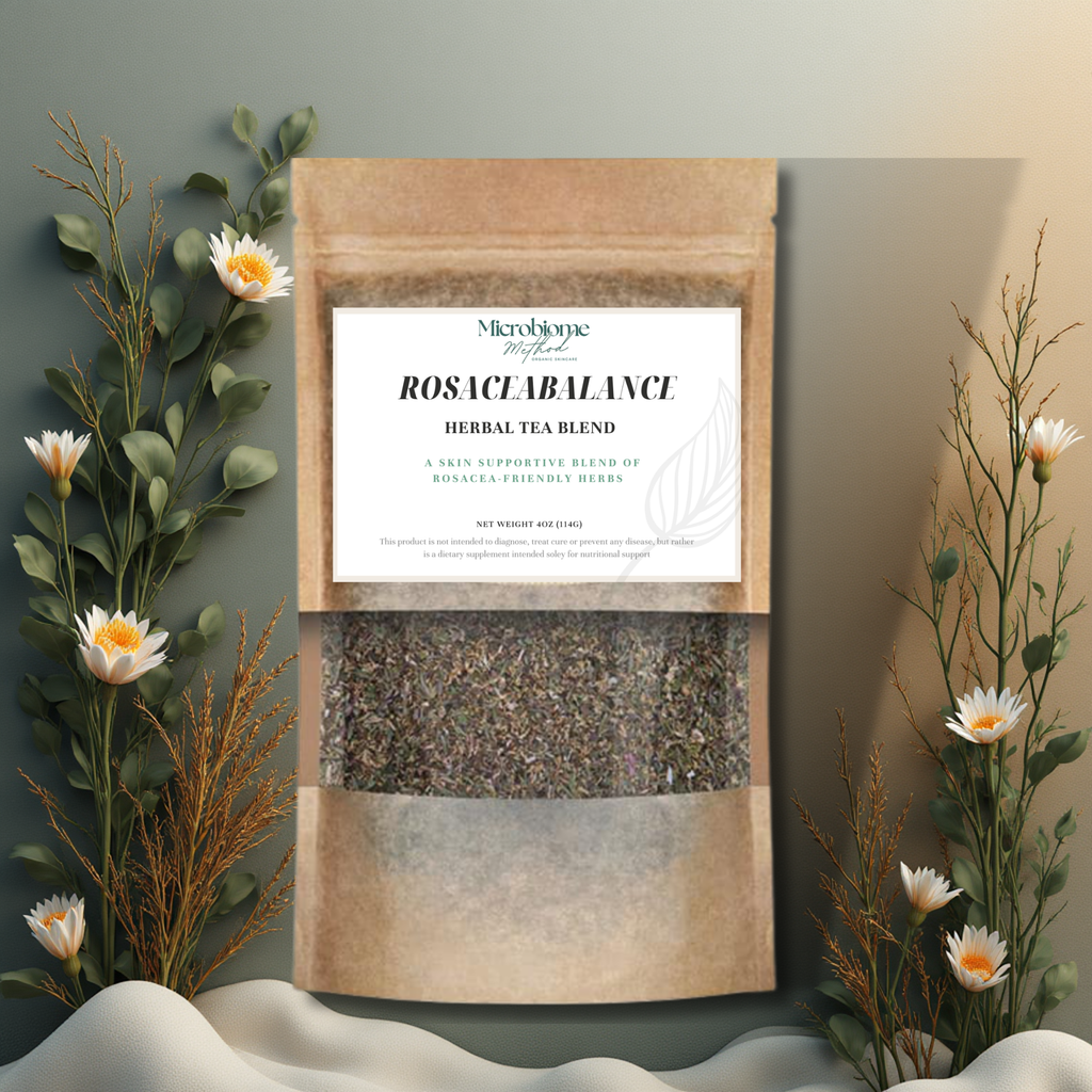 Rosacea-Support Herbal Blend for Redness-Prone, Sensitive Skin – Caffeine Free Loose Leaf – 4 oz by Microbiome Method