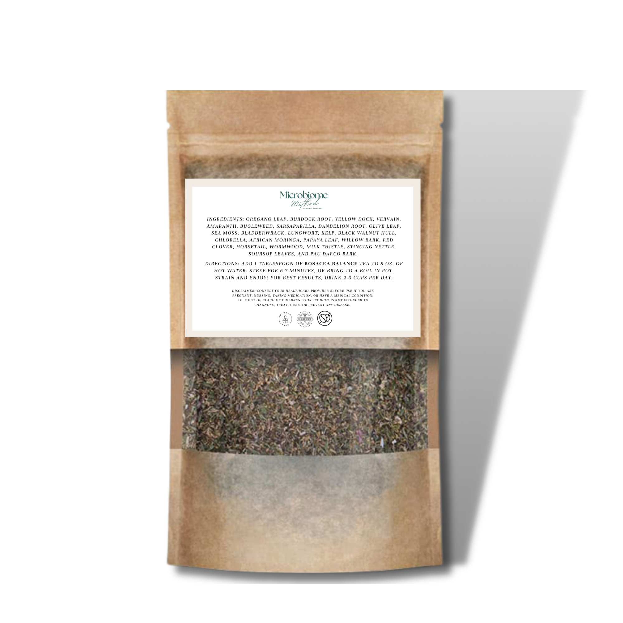 Rosacea-Support Herbal Blend for Redness-Prone, Sensitive Skin – Caffeine Free Loose Leaf – 4 oz by Microbiome Method