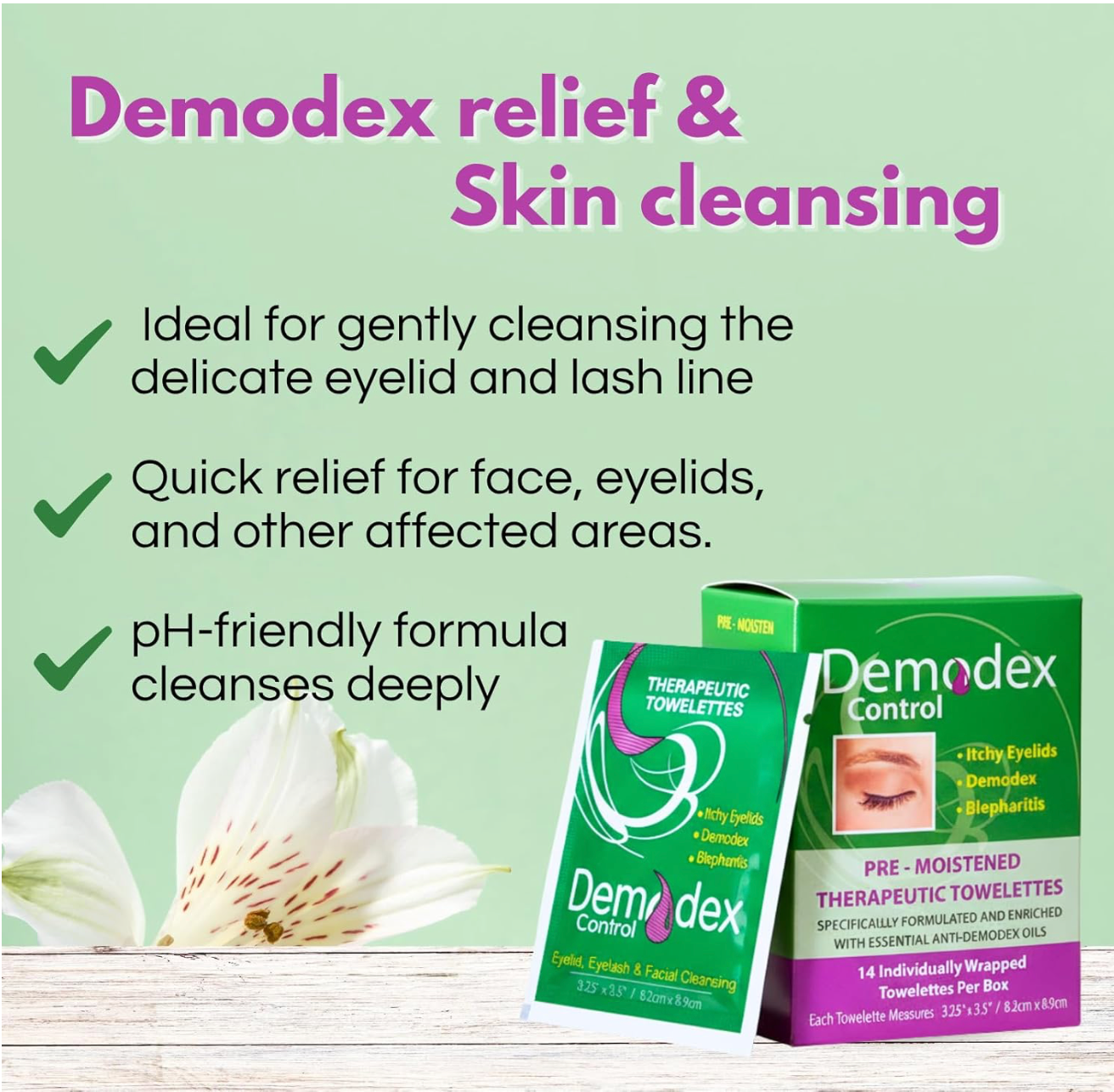 Ovante Demodex Eyelid & Lash Wipes | Extra Strength Eyelash Cleansing Wipes