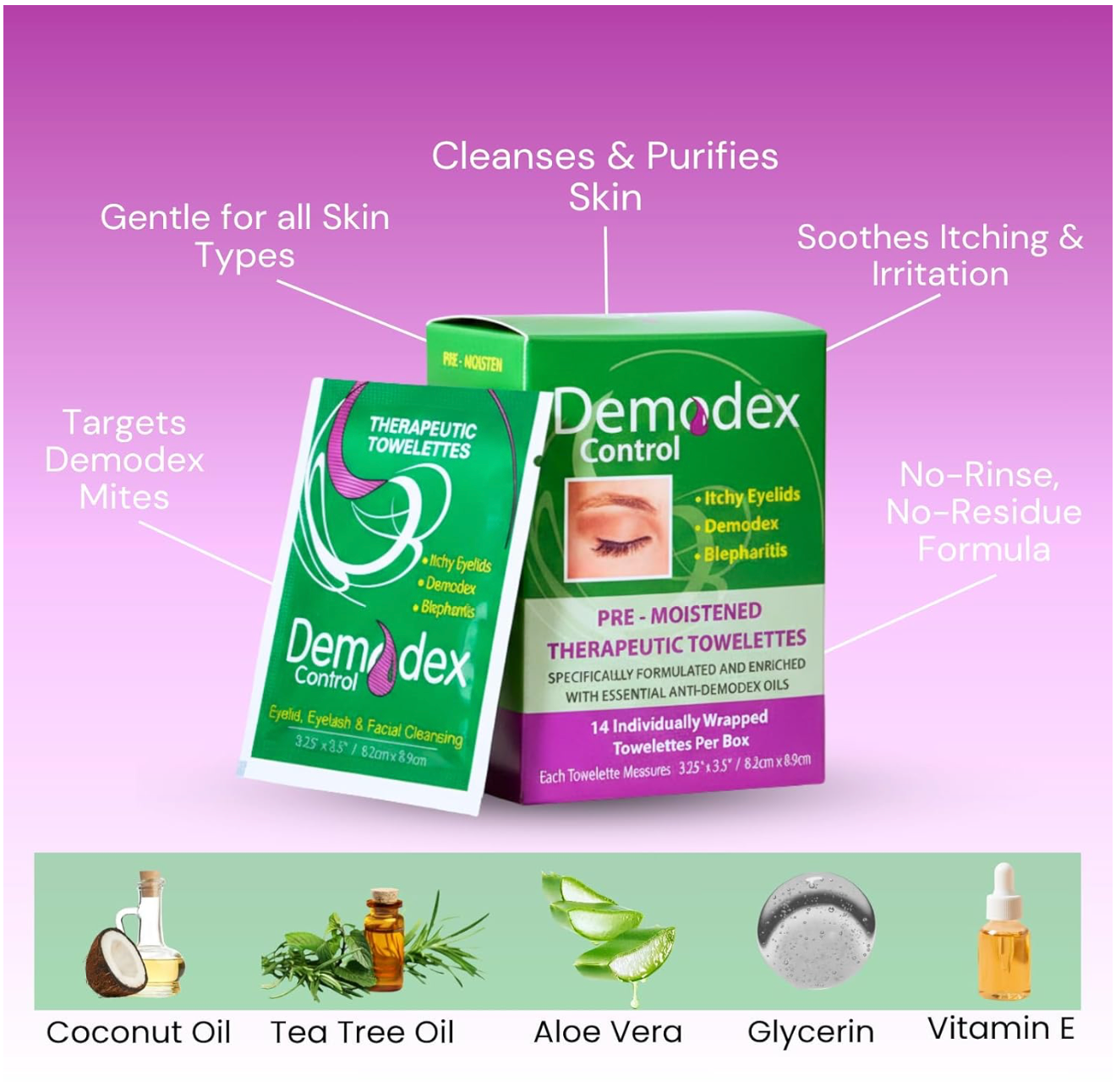 Ovante Demodex Eyelid & Lash Wipes | Extra Strength Eyelash Cleansing Wipes