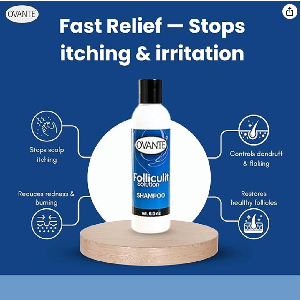 Ovante Folliculitis Shampoo | Extra Strength Anti‑Fungal, Anti‑Dandruff Treatment for Scalp Psoriasis, Itchy & Dry Scalp Relief | Dermatologist‑Reviewed Natural Herbal Formula | 8 fl oz