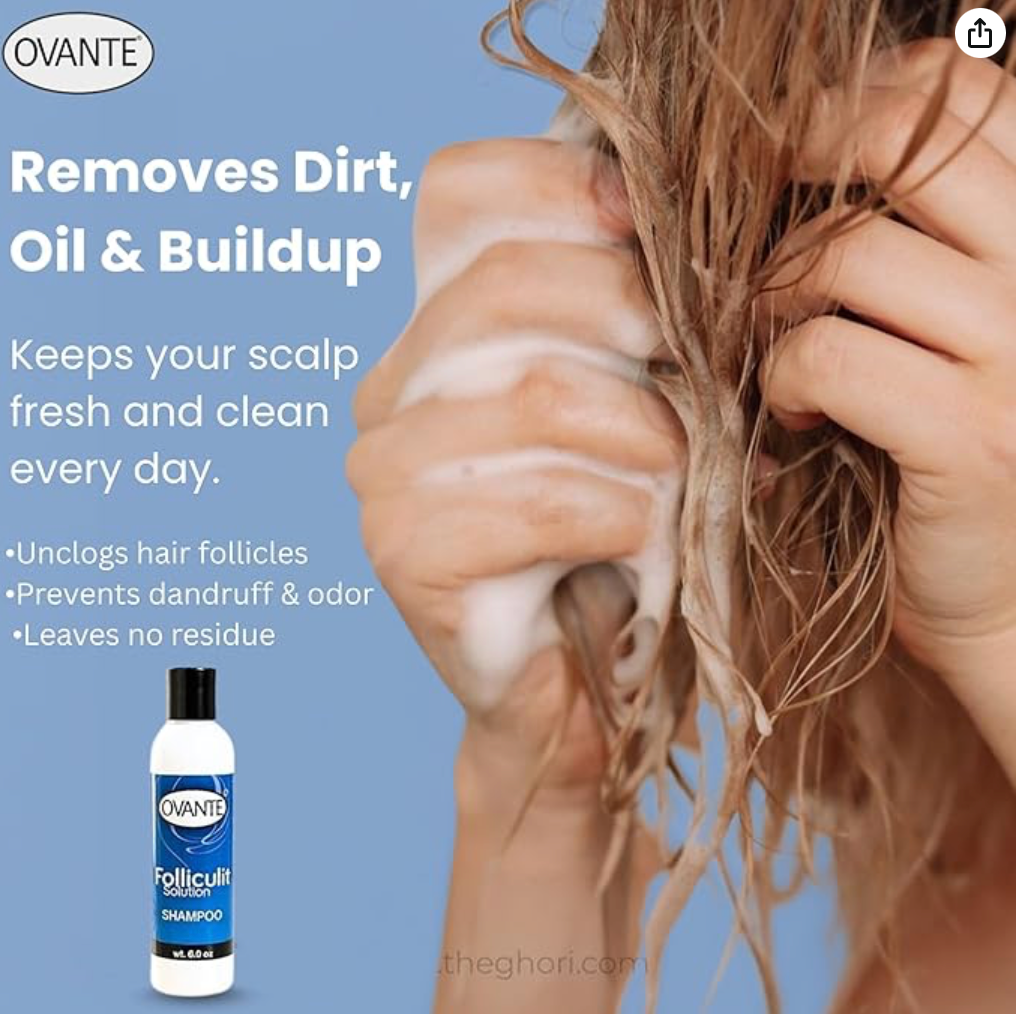 Ovante Folliculitis Shampoo | Extra Strength Anti‑Fungal, Anti‑Dandruff Treatment for Scalp Psoriasis, Itchy & Dry Scalp Relief | Dermatologist‑Reviewed Natural Herbal Formula | 8 fl oz