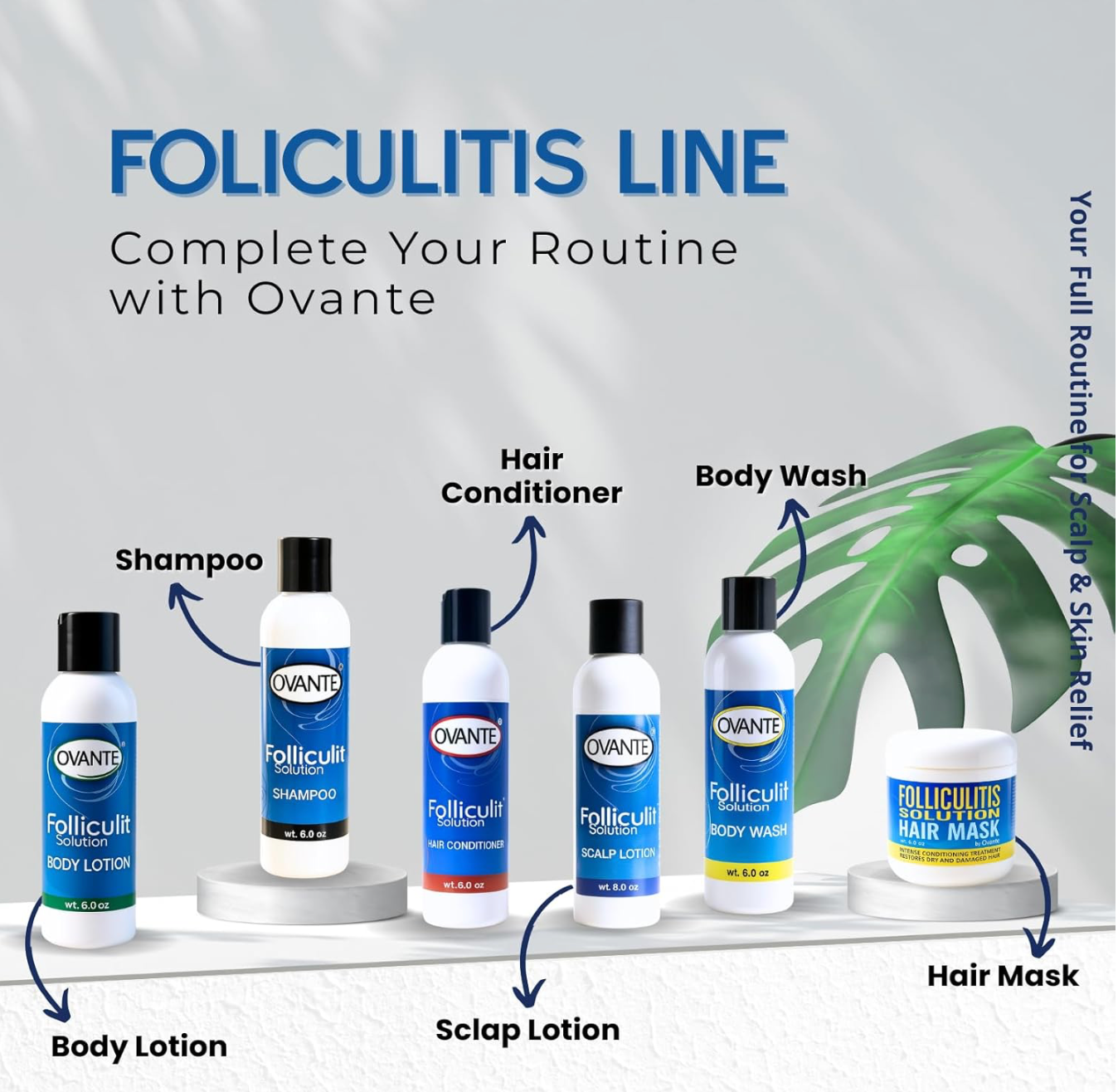 Ovante Folliculitis Shampoo | Extra Strength Anti‑Fungal, Anti‑Dandruff Treatment for Scalp Psoriasis, Itchy & Dry Scalp Relief | Dermatologist‑Reviewed Natural Herbal Formula | 8 fl oz