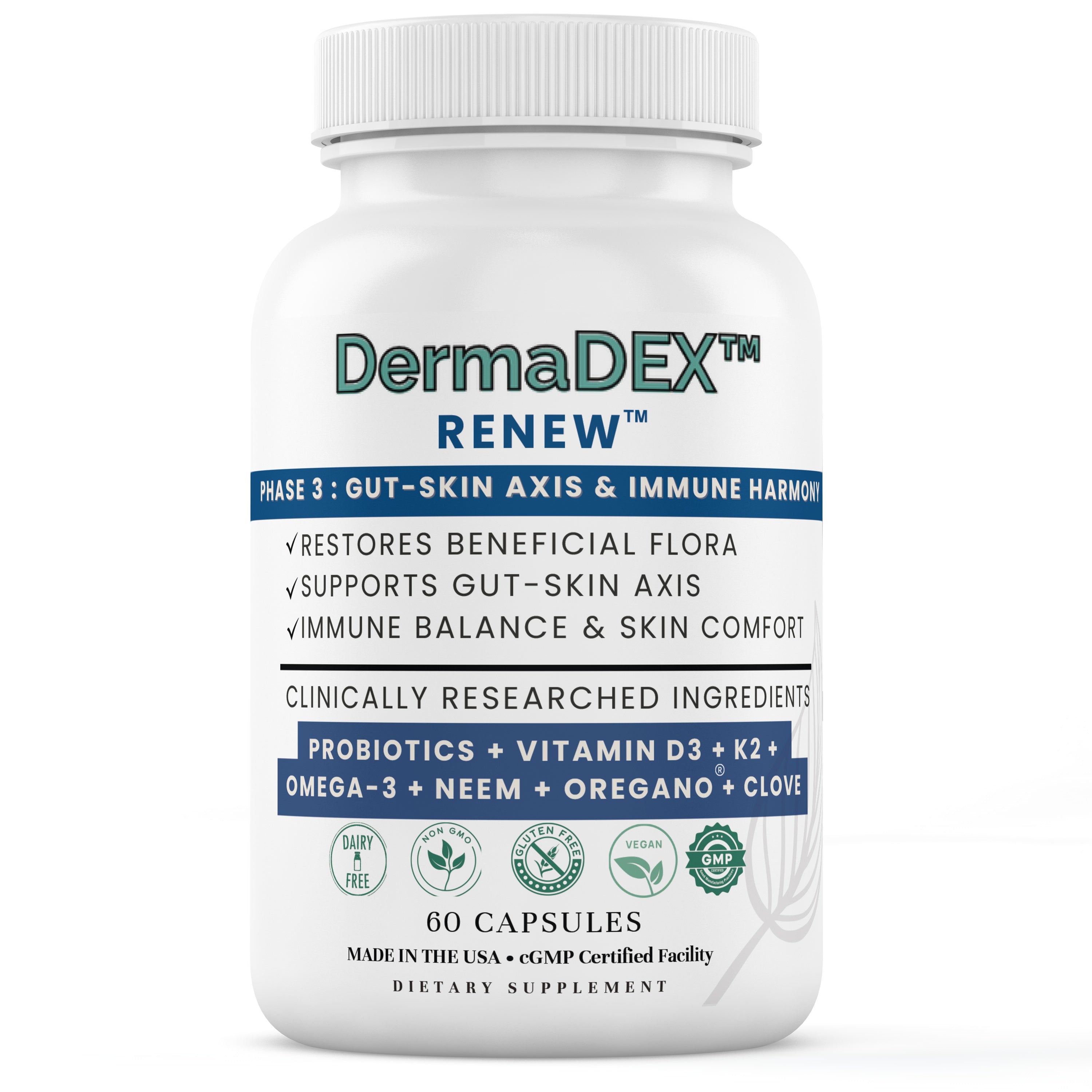 DermaDEX™– Phase 3: Gut–Skin Axis & Immune Harmony (Vitamin D3 + K2 & Probiotics)