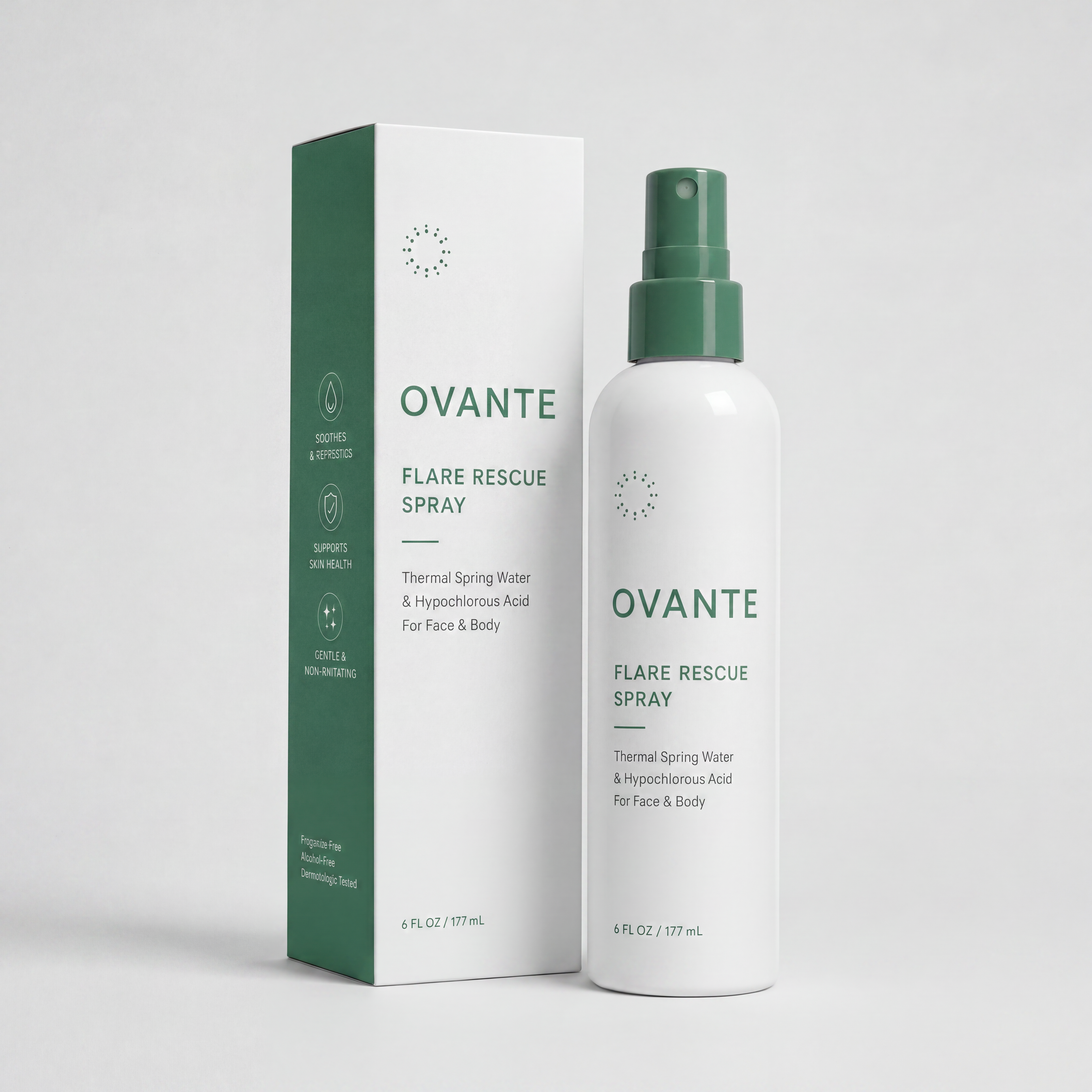 Ovante Flare Rescue Spray | Hypochlorous Acid + Thermal Spring Water for Redness-Prone, Demodex-Prone & Sensitive Skin